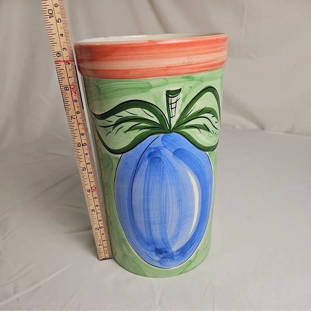 Zrike porcelain wine canister vase green with blue grape used good condition